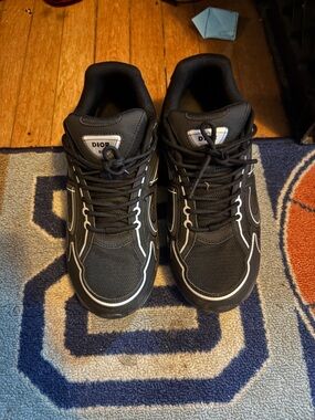 Dior Black Sneakers with White Piping